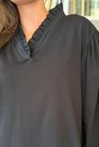 Body Stretch Cotton Ruffle Layer Shirt Black